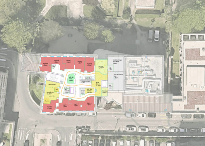 La plan de l'étude de faisabilité suite à l'accompagnement architectural de l'EHPAD Le Manoir par Gerontim