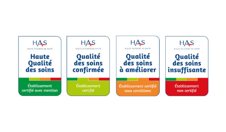 Niveaux de certification des résultats d'évaluation de la qualité HAS